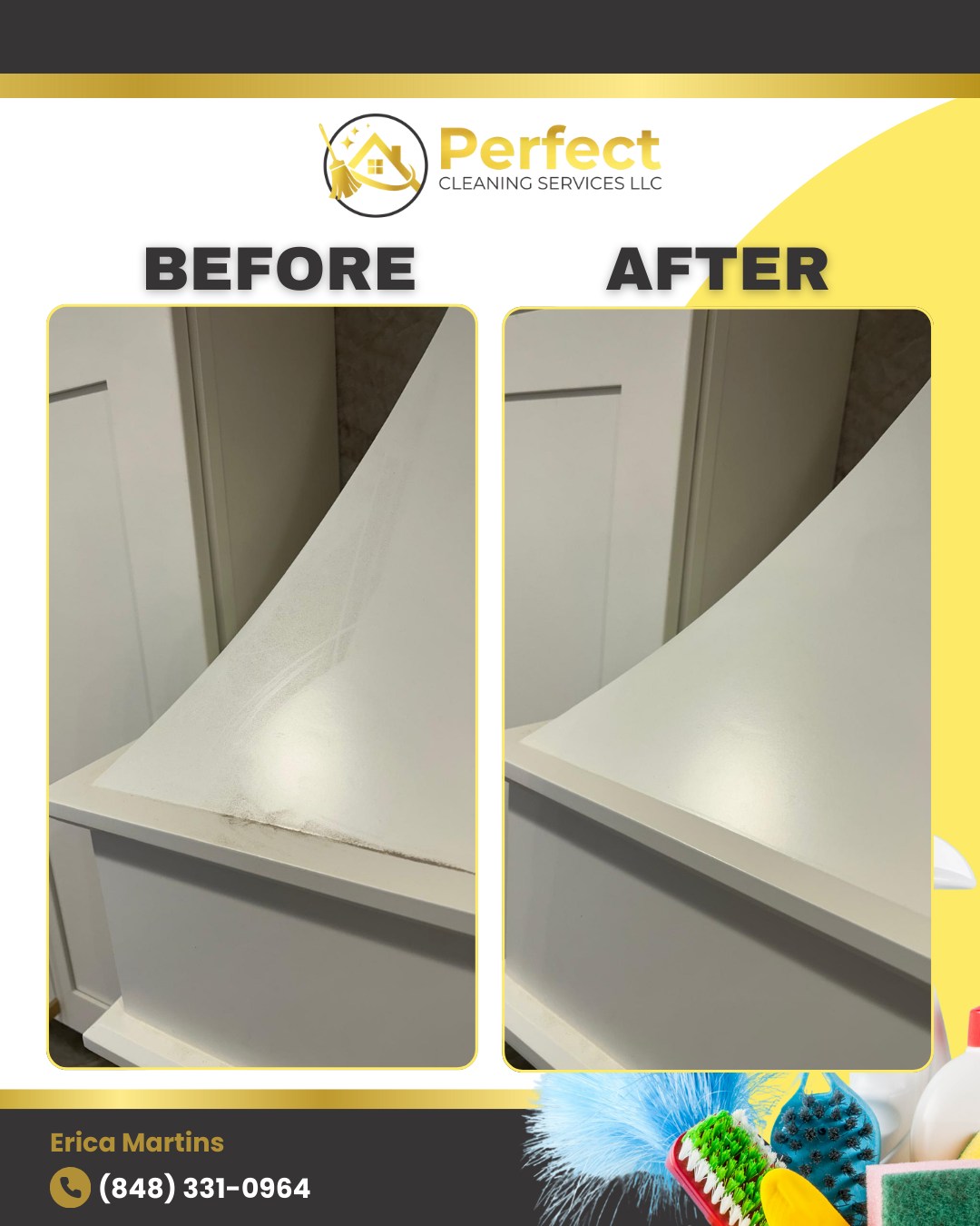 Before and after cleaning transformation